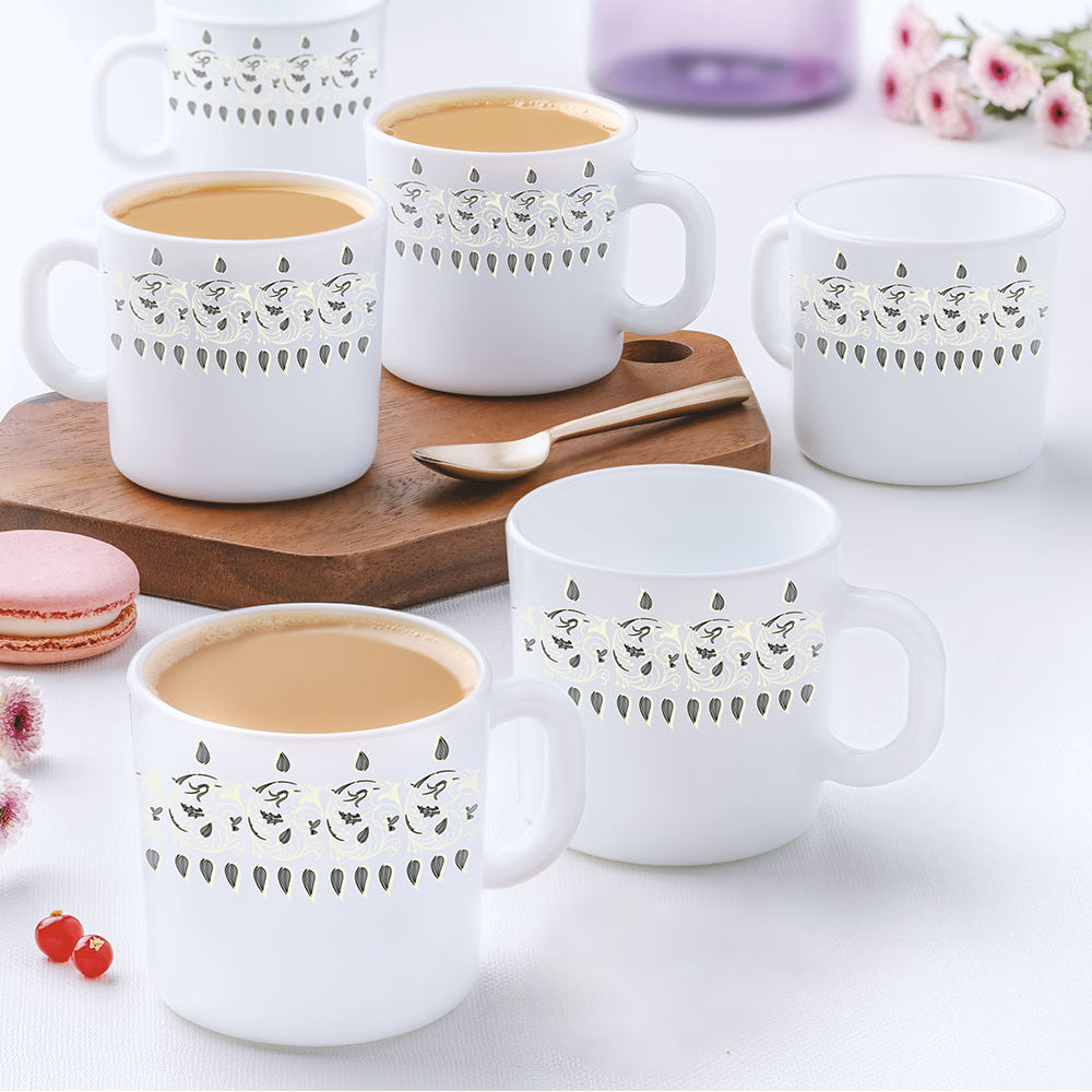 Larah by Borosil Ora Gold Mug Set 180 ml x 6 (Option 1)