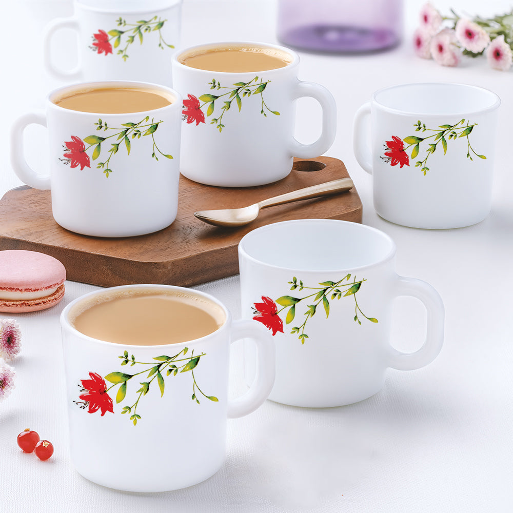 Larah by Borosil Oriental Mug Set, 180ml x 6