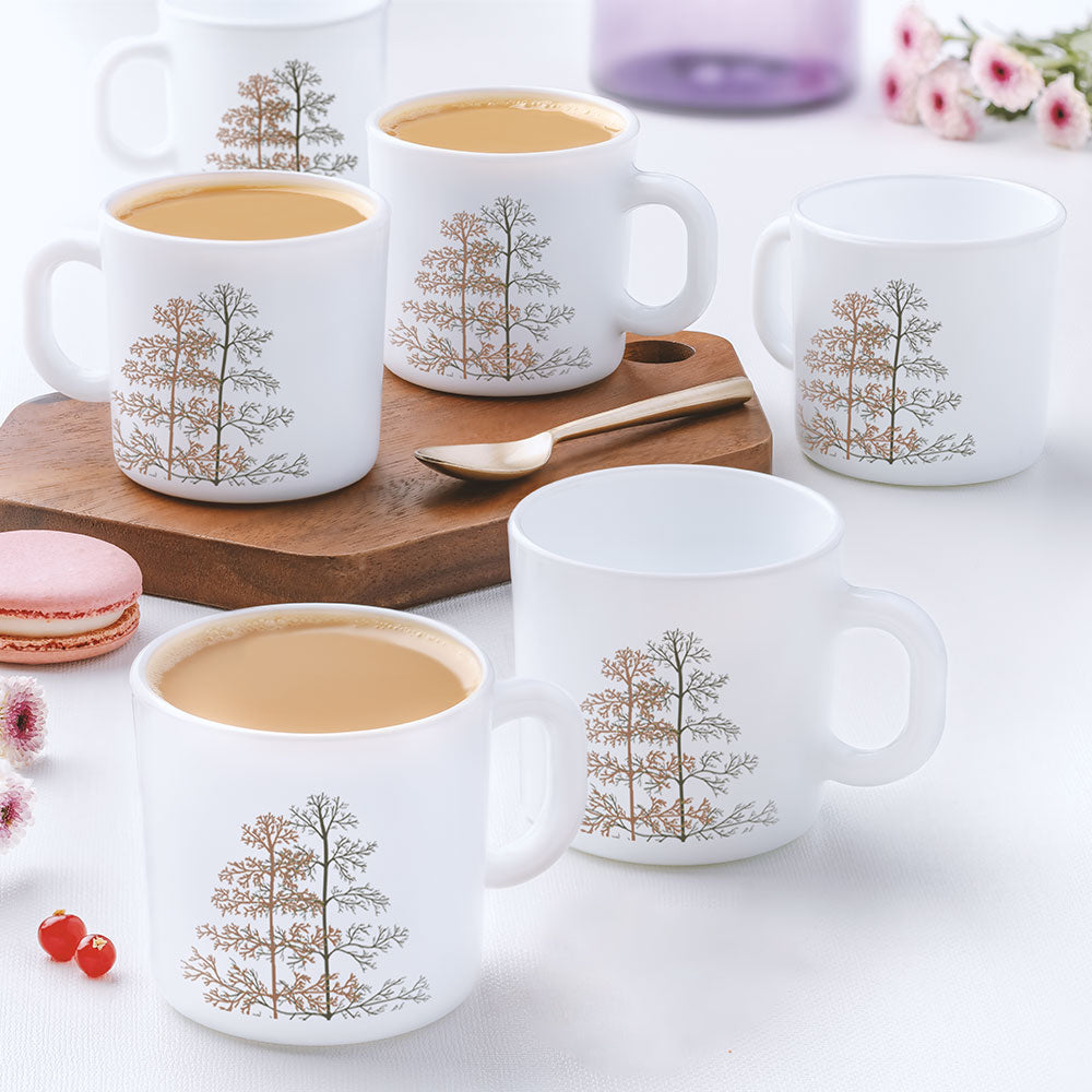 Larah by Borosil Pine Mug Set 180 ml x 6