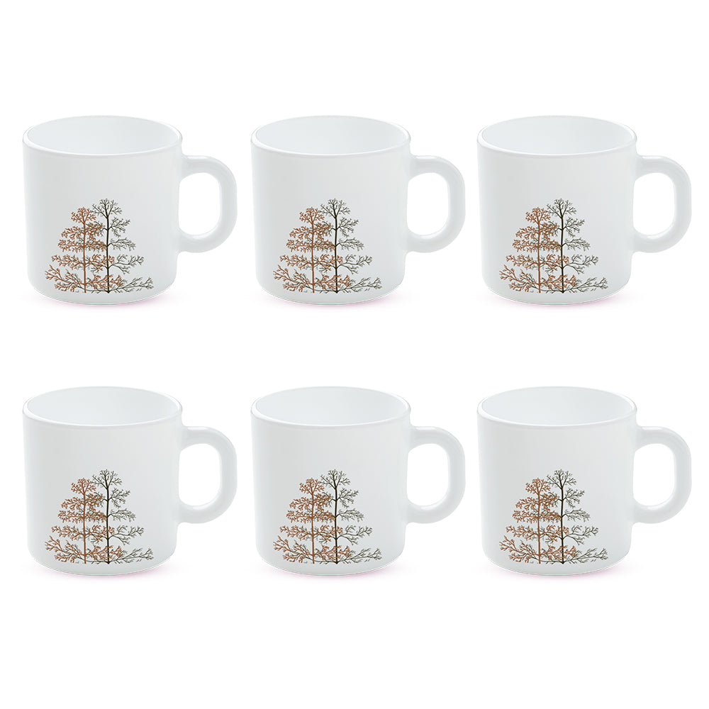 Larah by Borosil Pine Mug Set 180 ml x 6