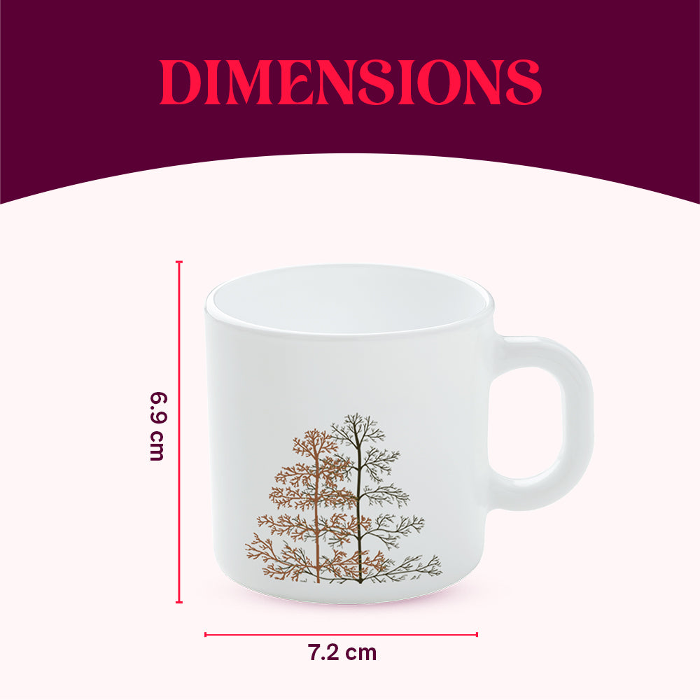 Larah by Borosil Pine Mug Set 180 ml x 6