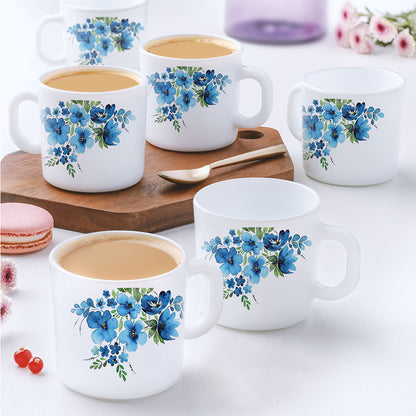 Larah by Borosil Pansy Mug Set 180 ml x 6