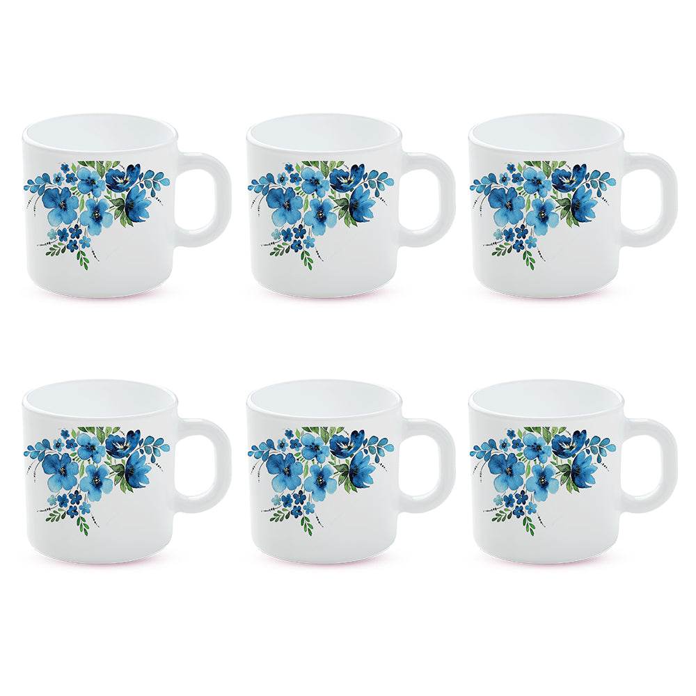 Larah by Borosil Pansy Mug Set 180 ml x 6