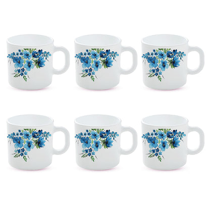 Larah by Borosil Pansy Mug Set 180 ml x 6