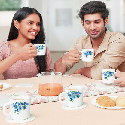 Larah by Borosil Pansy Mug Set 180 ml x 6