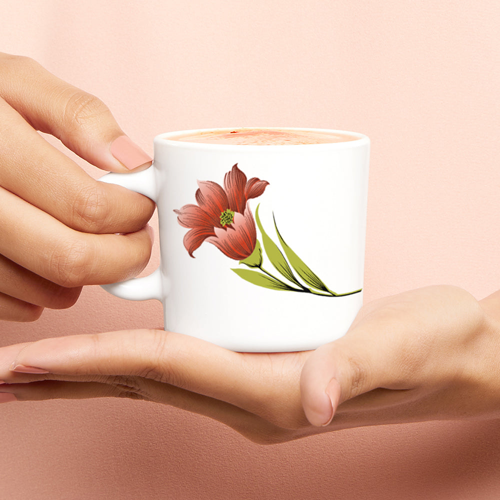 Larah by Borosil Red Iris Mug Set 180 ml x 6