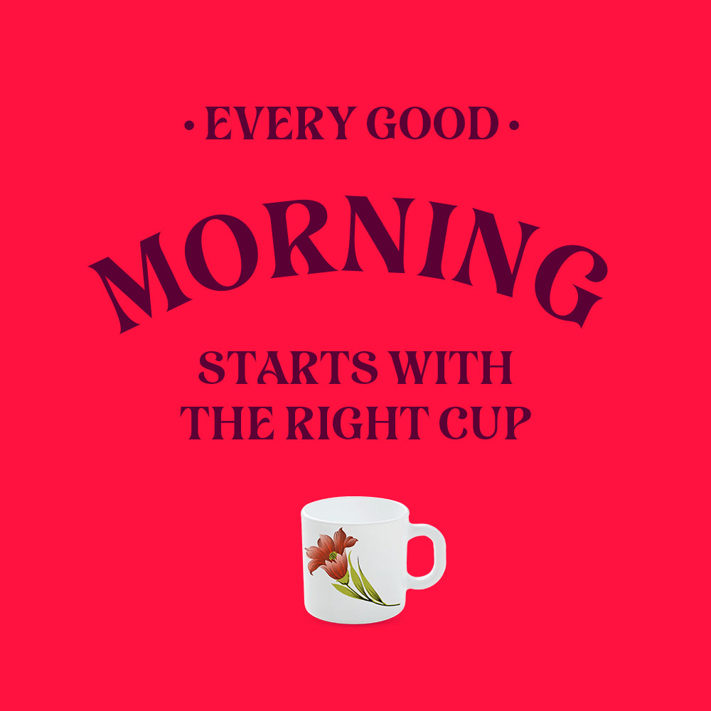 Larah by Borosil Red Iris Mug Set 180 ml x 6