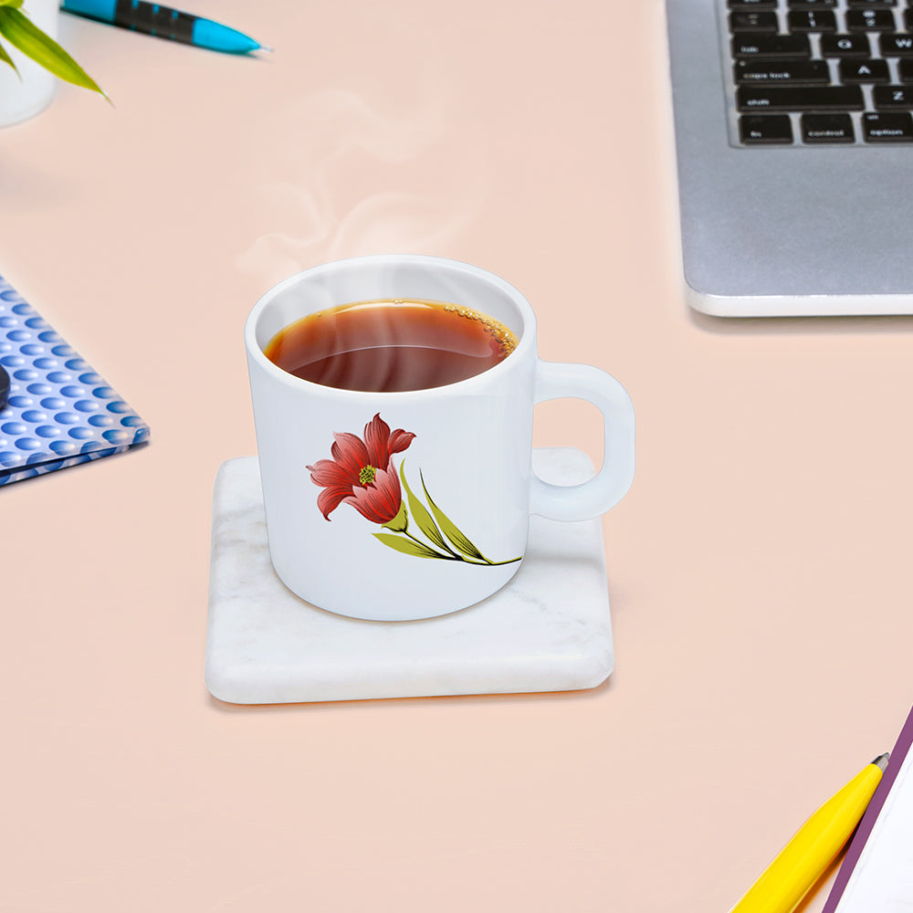 Larah by Borosil Red Iris Mug Set 180 ml x 6