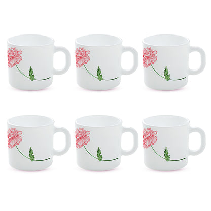 Larah by Borosil Red Mist Mug Set 180 ml x 6