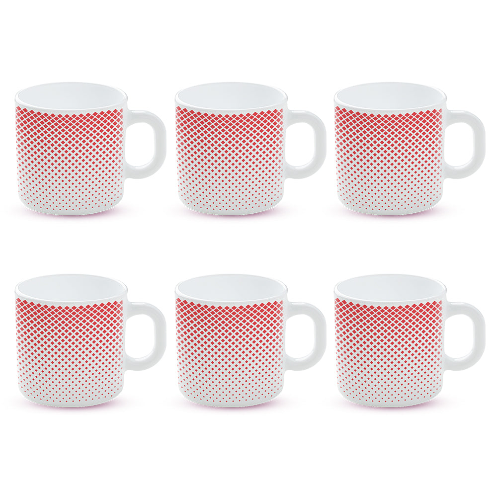 Larah by Borosil Ruby Pixel Mug Set 180 ml x 6