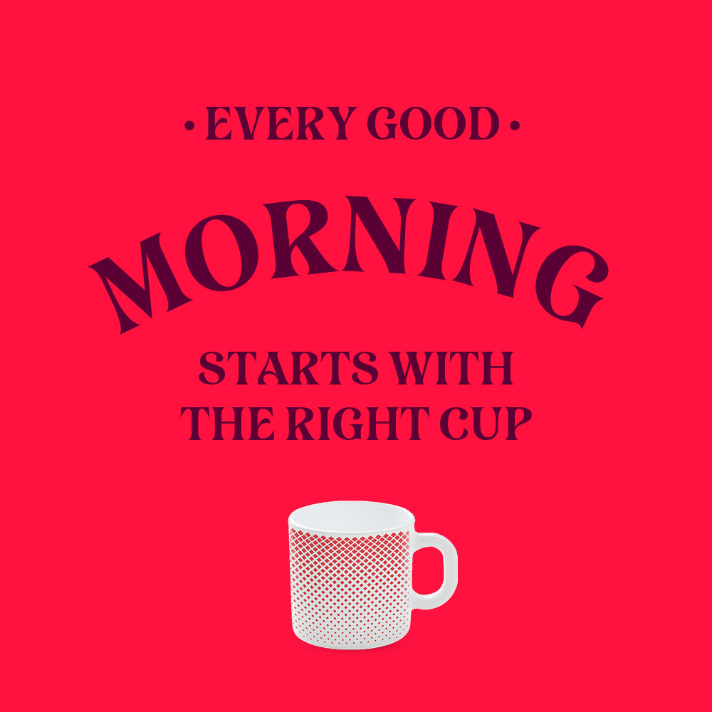 Larah by Borosil Ruby Pixel Mug Set 180 ml x 6