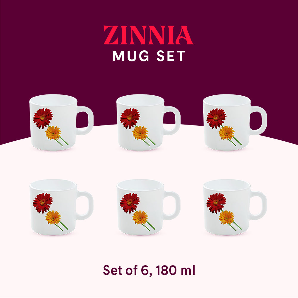 Larah by Borosil Zinnia Mug Set 180 ml x 6