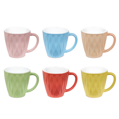 Larah By Borosil Curl Cup Set, Assorted Colours 200 ml x 6