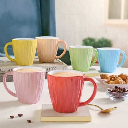 Larah By Borosil Curl Cup Set, Assorted Colours 200 ml x 6