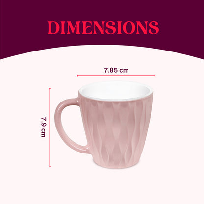 Larah By Borosil Curl Cup Set, Pastel Pink 200 ml x 6