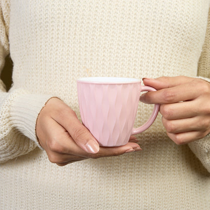 Larah By Borosil Curl Cup Set, Pastel Pink 200 ml x 6