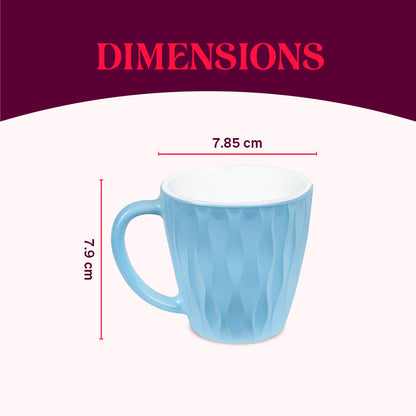 Larah By Borosil Curl Cup Set, Powder Blue 200 ml x 6