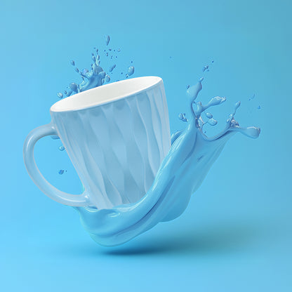 Larah By Borosil Curl Cup Set, Powder Blue 200 ml x 6