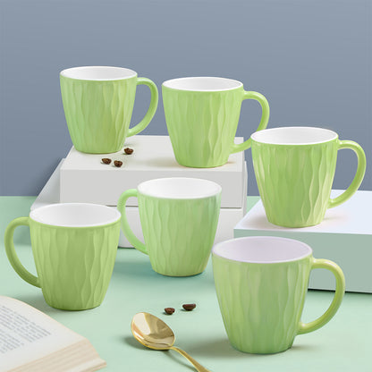 Larah By Borosil Curl Cup Set, Soft Green 200 ml x 6