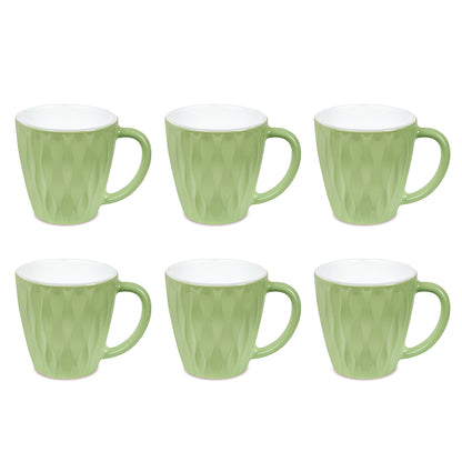 Larah By Borosil Curl Cup Set, Soft Green 200 ml x 6