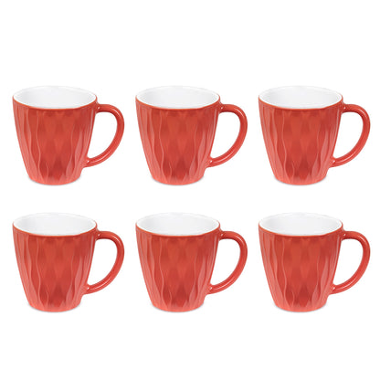 Larah By Borosil Curl Cup Set, Sunset Orange 200 ml x 6
