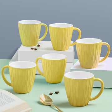 Larah By Borosil Curl Cup Set, Sun Yellow