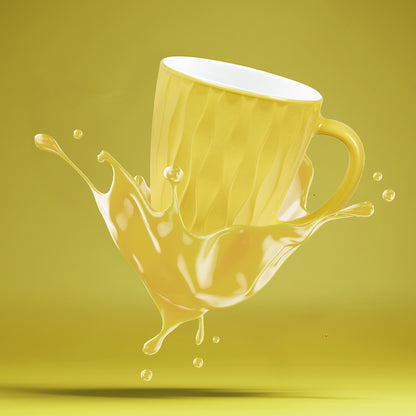 Larah By Borosil Curl Cup Set, Sun Yellow 200 ml x 6