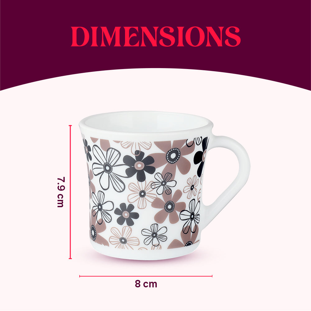 Larah by Borosil Crysta Macy Mug Set 210 ml x 6