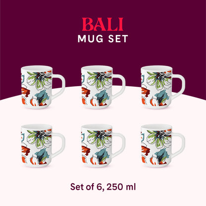 Larah by Borosil Bali Mug Set 240 ml x 6 (Option 1)