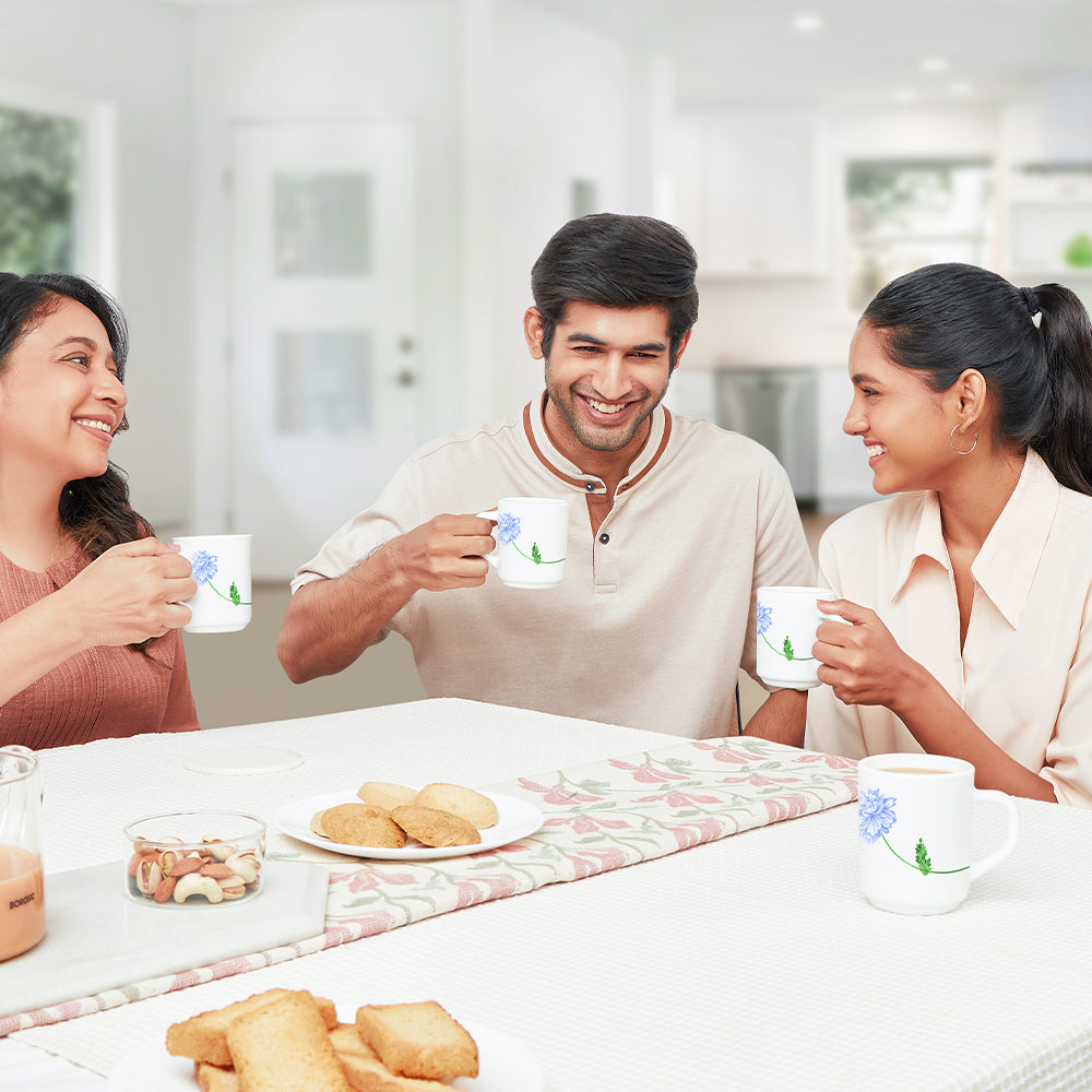 Larah by Borosil Blue Mist Mug Set 240 ml x 6