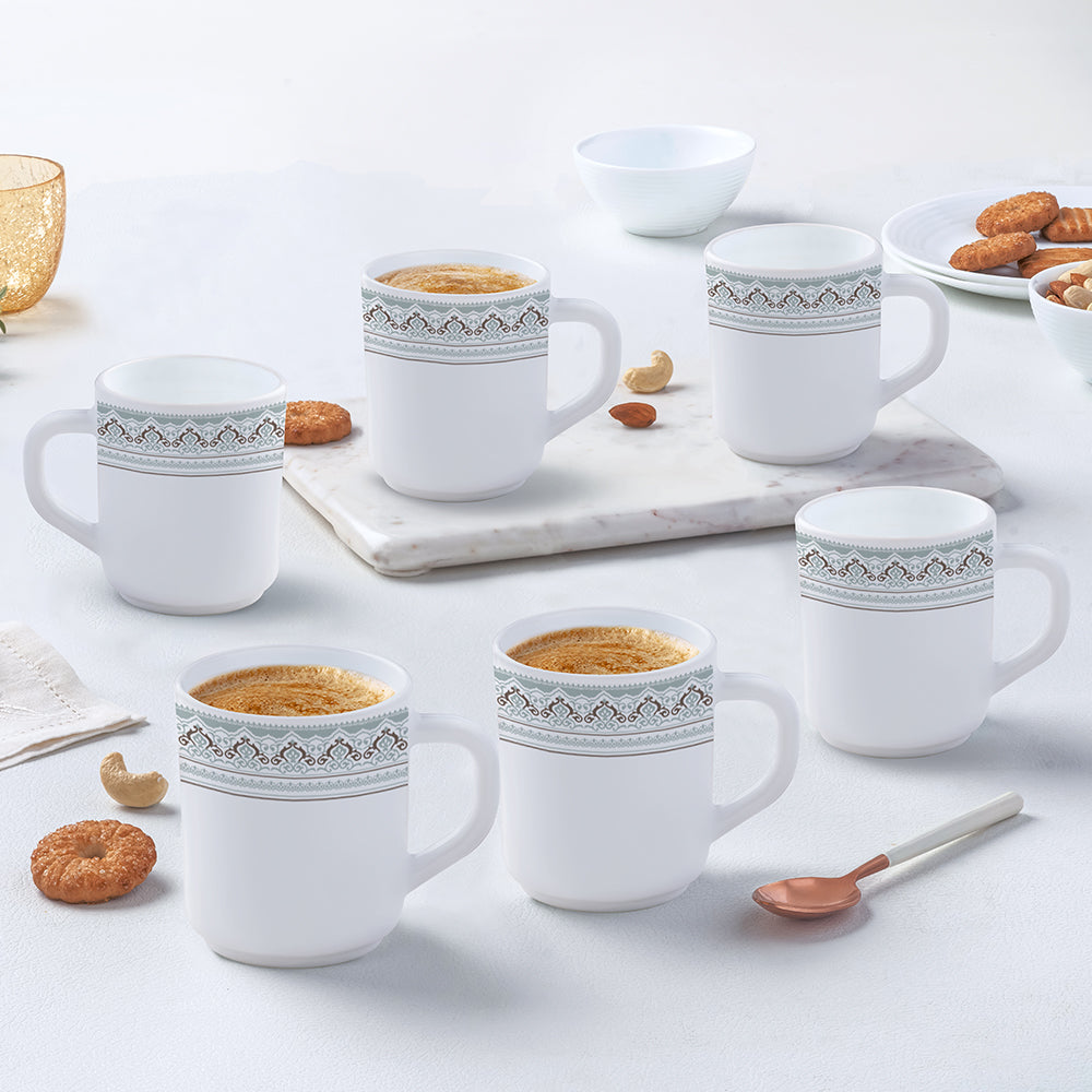 Larah by Borosil Classic Mug Set, 240ml x 6