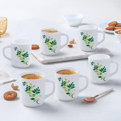 Larah by Borosil Fern Mug Set 240 ml x 6
