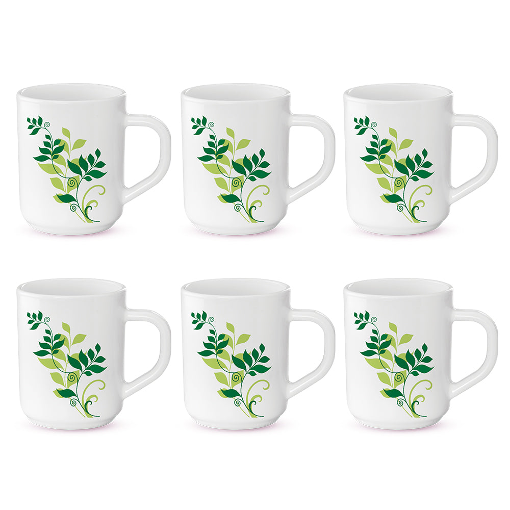 Larah by Borosil Fern Mug Set 240 ml x 6