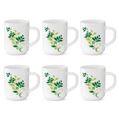 Larah by Borosil Fern Mug Set 240 ml x 6