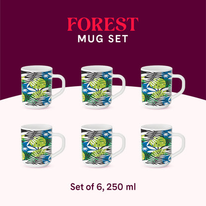 Larah by Borosil Forest Mug Set 240 ml x 6 (Option 1)