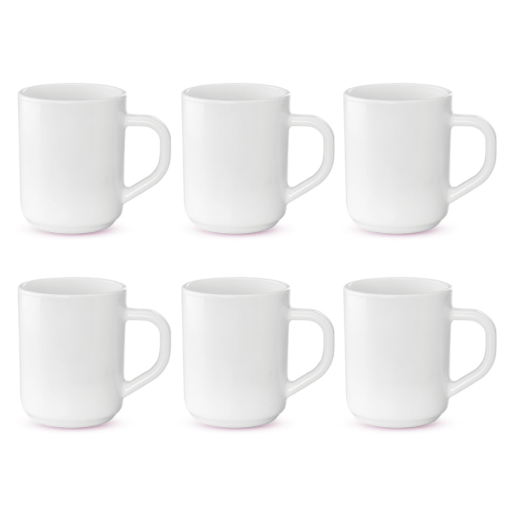Larah By Borosil White Mug Set 240 ml x 6