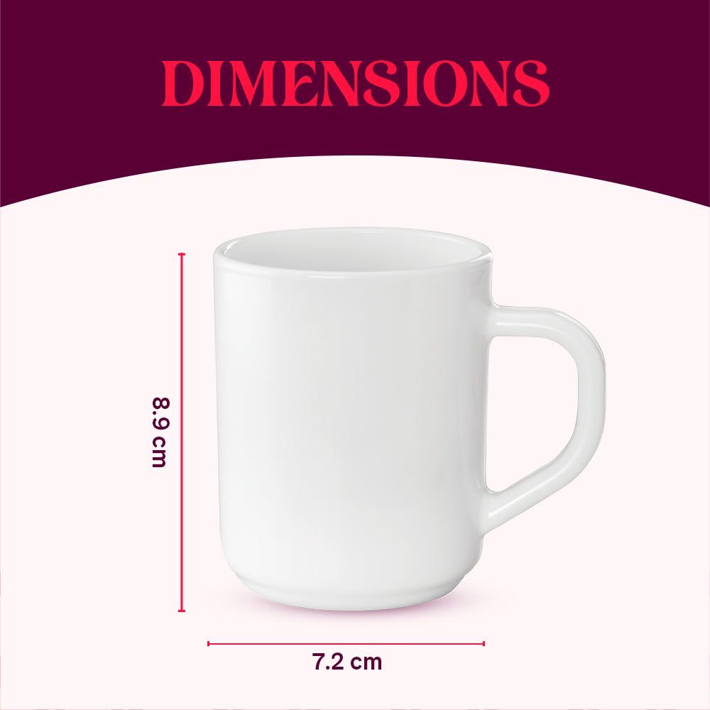 Larah By Borosil White Mug Set 240 ml x 6