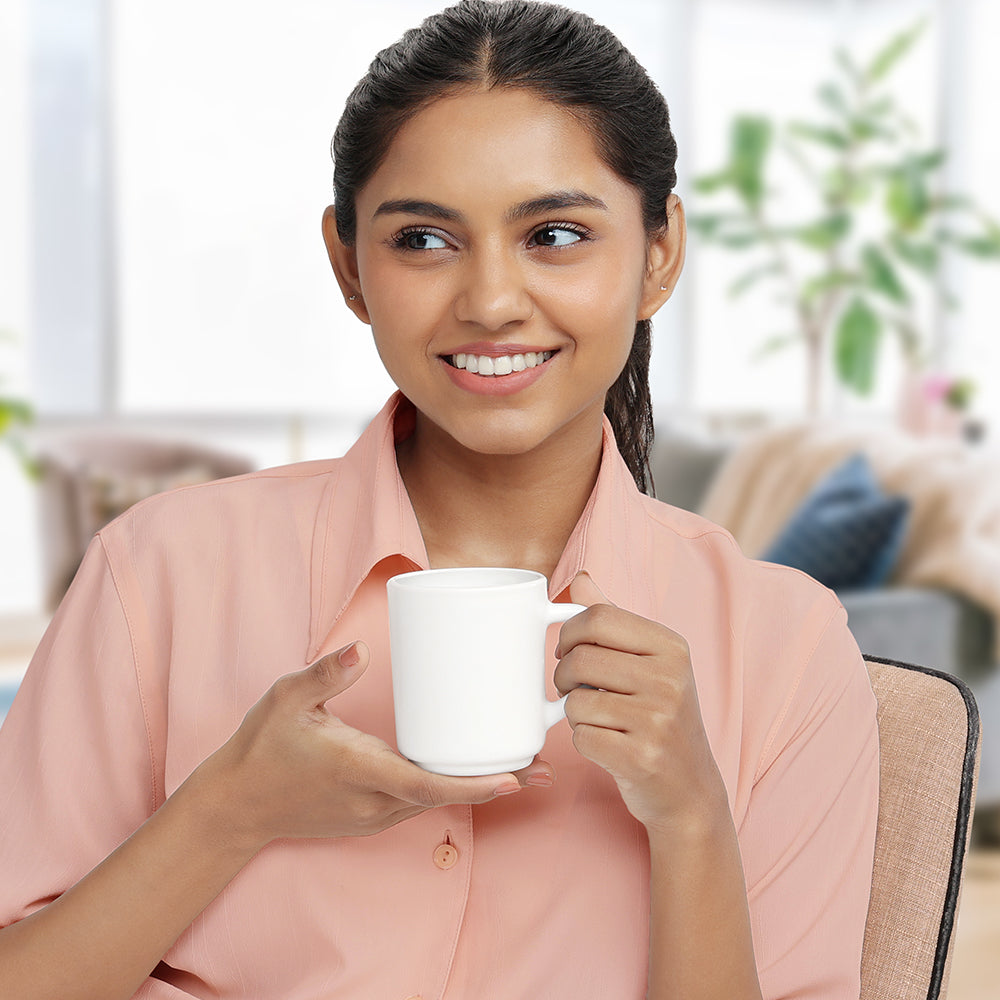 Larah By Borosil White Mug Set 240 ml x 6