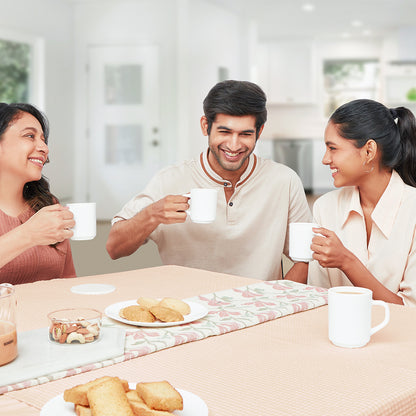 Larah By Borosil White Mug Set 240 ml x 6