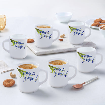 Larah by Borosil Lavender Mug Set 240 ml x 6