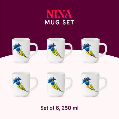 Larah by Borosil Nina Mug Set 240 ml x 6