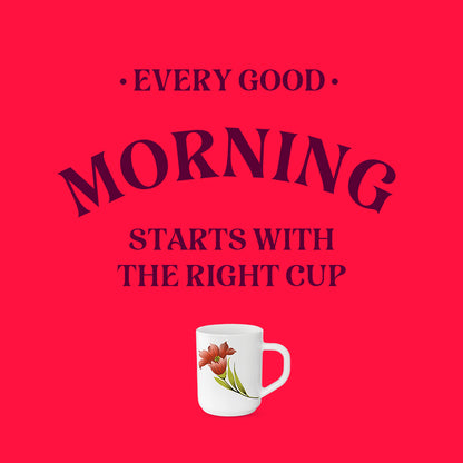 Larah by Borosil Red Iris Mug Set 240 ml x 6