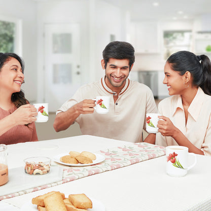 Larah by Borosil Red Iris Mug Set 240 ml x 6