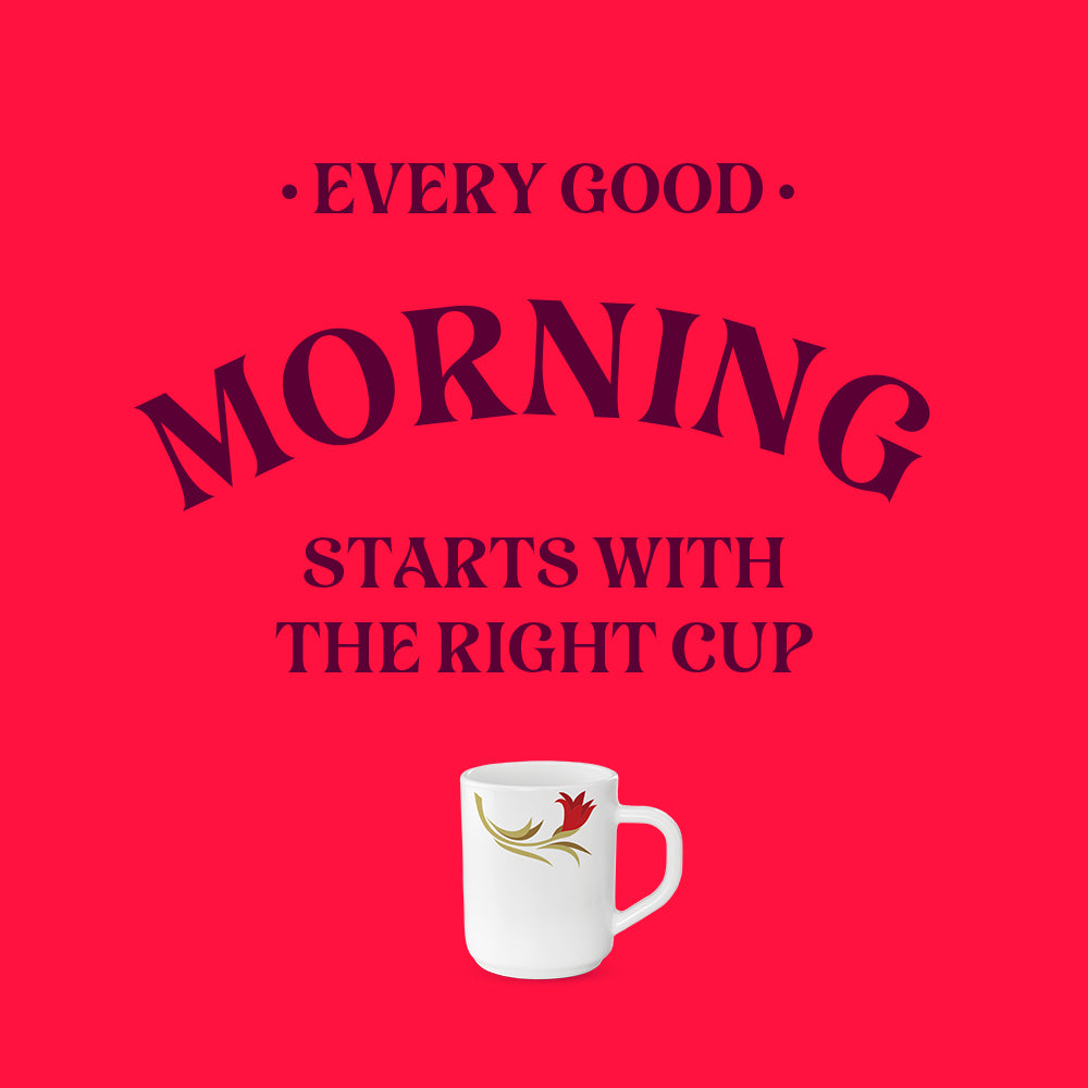 Larah by Borosil Red Lily Mug Set 240 ml x 6