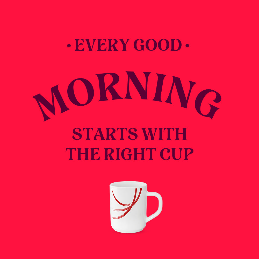 Larah by Borosil Red Stella Mug Set 240 ml x 6