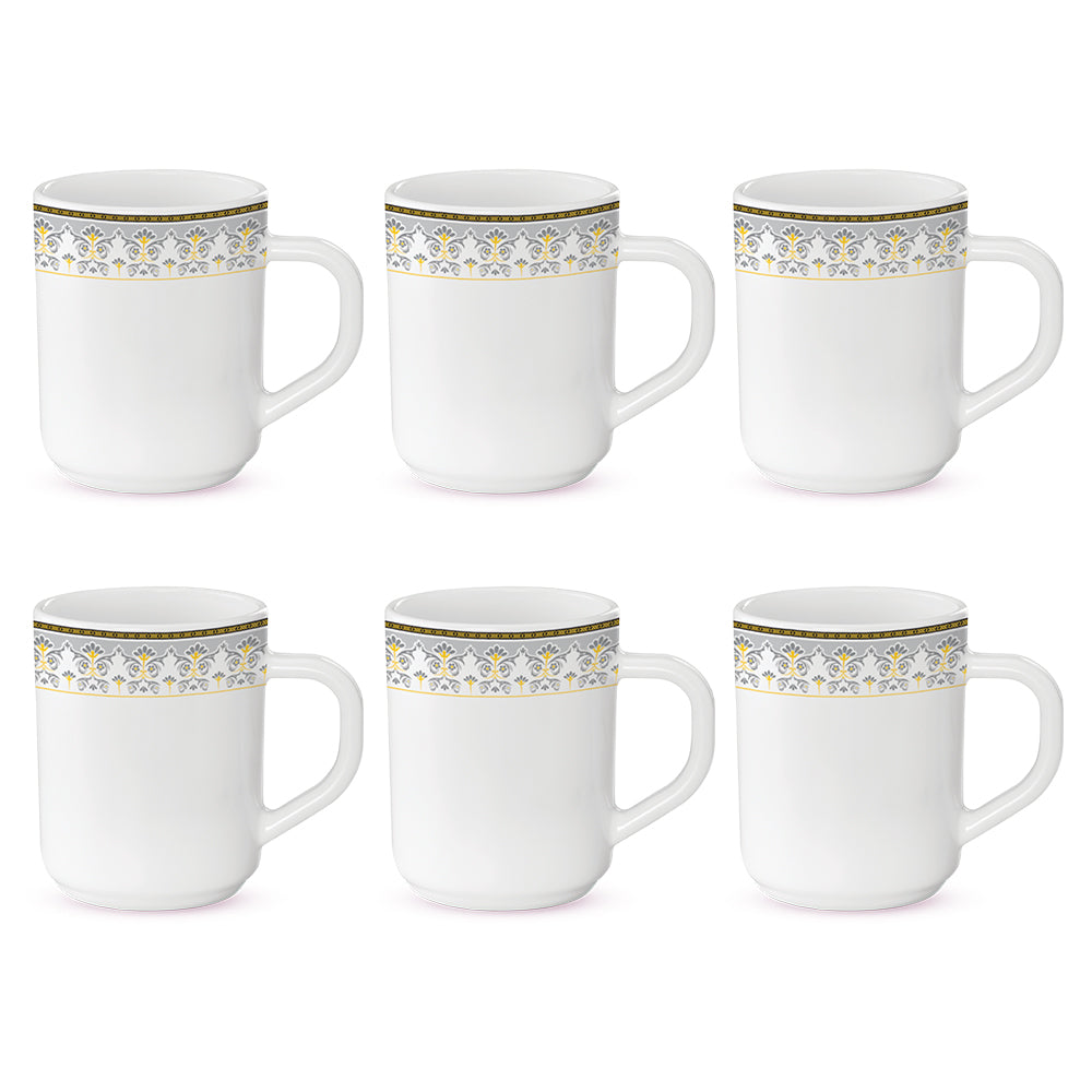 Larah By Borosil Vatika Mug Set, 240ml x 6