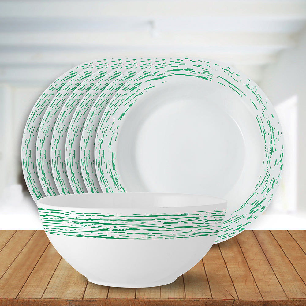 Larah by Borosil Green Nova Snack Set 7 pc Set