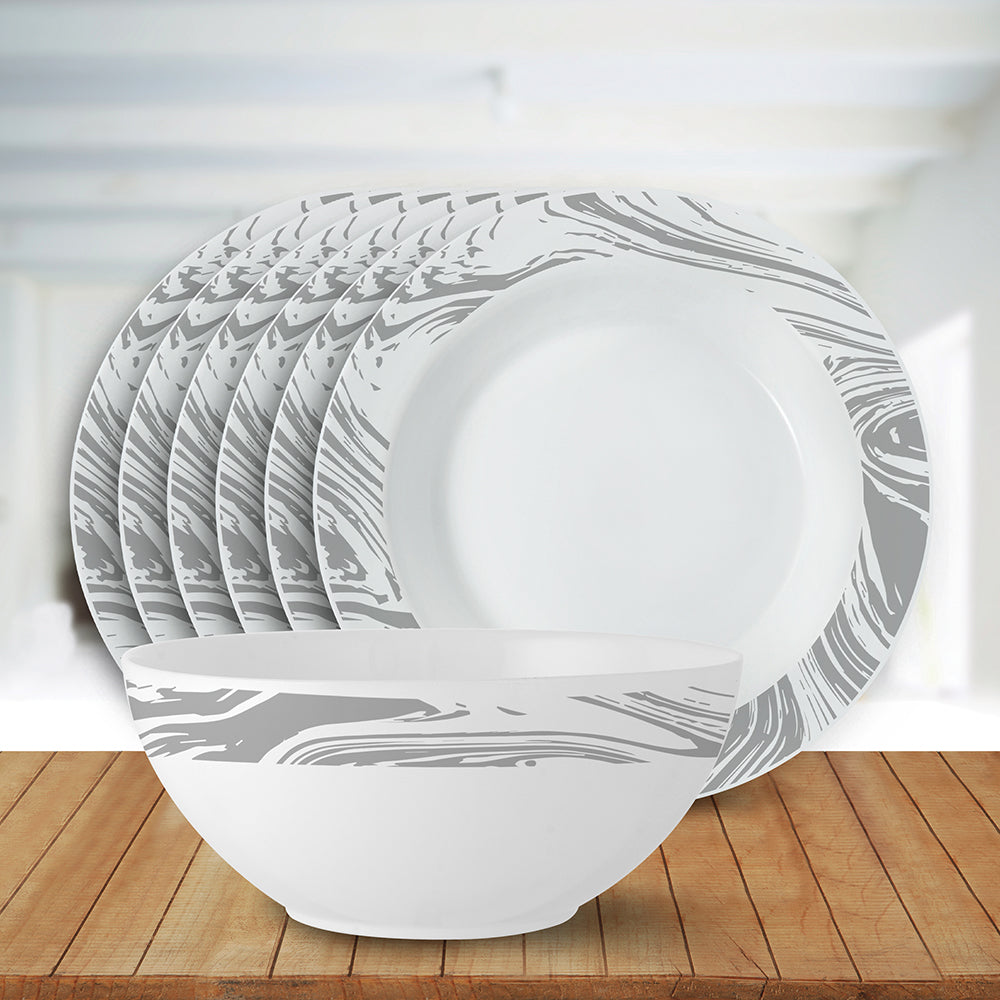Larah by Borosil Marble Snack Set 7 pc Set