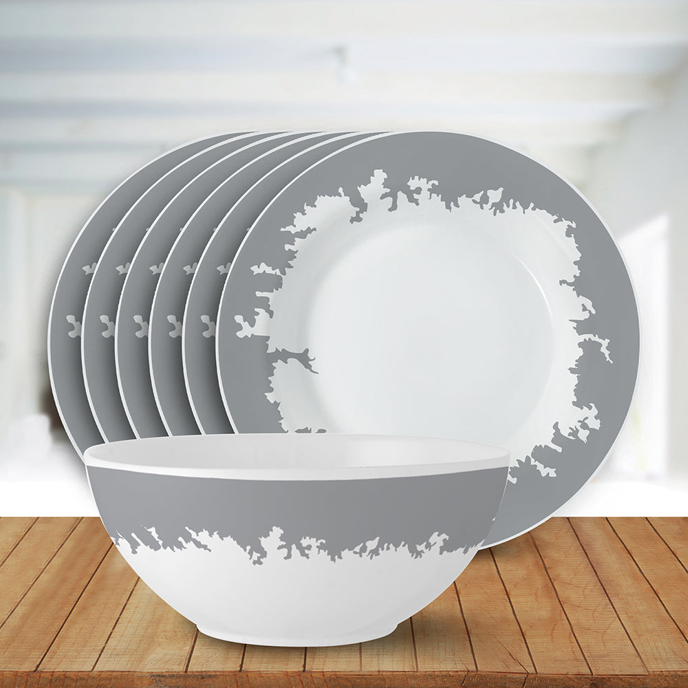 Larah by Borosil Silver Luna Snack Set 7 pc Set