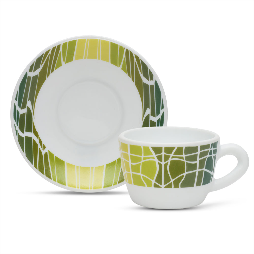 Larah by Borosil Beryl Cup n Saucers Set 140 ml x 8